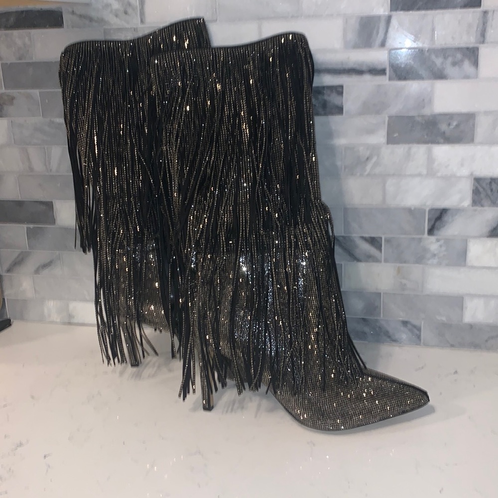 COPY - INC “ishani” fringe boot black/silver size 9